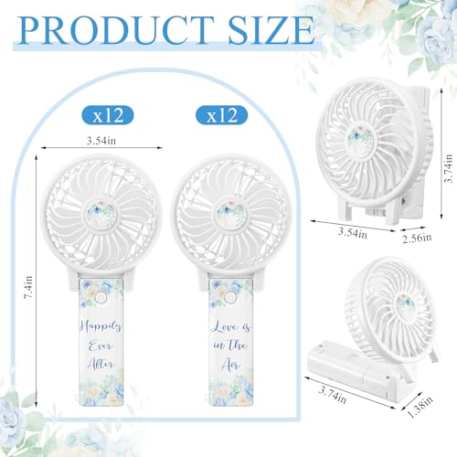 CroBlissful 24 Pcs Wedding Mini Handheld Fans for Guests Bulk 180° Foldable Battery Operated Portable Floral Fan Bulk Blue Flower Desk Fans Gifts for Wedding Favors Bridal Shower Outdoor Events by CroBlissful - Used condition - Image 3