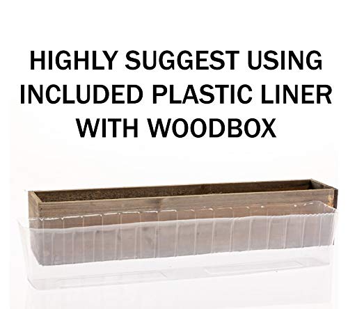 20" Rectangular Rustic Wood Planter with Handle and Plastic Liner l Rustic Whitewash l Country Style, Home and Wedding Decorations, Garden Ornaments (20x4 w Handle Set of 2, Whitewash) - Image 6
