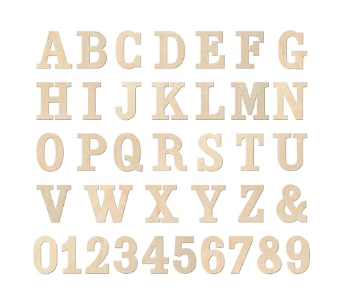 3 Inch 216 Pieces Wooden Letters & Numbers for Crafts Unfinished Wood Alphabet ABC & Numbers 0-9 for Wall Decor