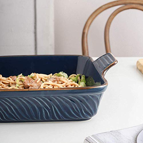 Koov Ceramic Bakeware, 8X8 Baking Dish, Square Baking Pan, Ceramic Baking Dish, Brownie Pans For Cake Dinner, Kitchen, Texture Series (Aegean) #TOP6