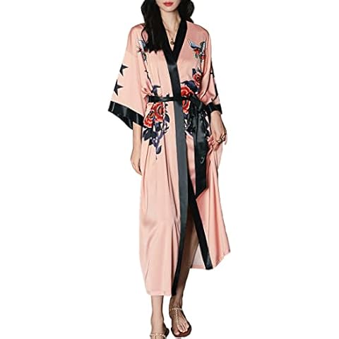 MEDUOLA Women’s Floral Satin Kimono Robe Cover