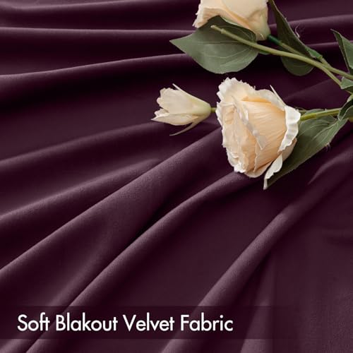Image of MIULEE Purple Orchid Blackout Velvet Curtains Drapes 84 Inch Long 52 inchx84 inch