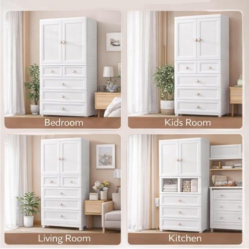 Image of HIWARE Premium Modular Wardrobe for Bedroom, Kids Room and Home | Spacious Clothes Storage Cabinet with Drawers and Shelves | Modern Stylish Design, Heavy Duty, Multiuse Organizer- European+White