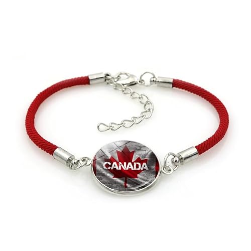 ZENRUIMING Lot de 2 bracelets tressés multicouches avec drapeau du Canada, bracelet vintage réglable en forme de feuille d'érable, accessoire de fête des patriotes, souvenir de voyage, réglable, – vue 6