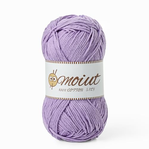 Image of Cotton Yarn for Crocheting, Baby Yarn for Crocheting Soft, 131yds / 1.76oz Fluffy Amigurumi Crochet Yarn, 5 Ply 100% Milk Cotton Yarn for Puzzle、Socks、Clothes(Light Purple)