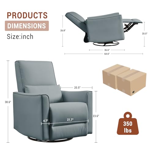 Sillón giratorio reclinable con tapizado gris miniatura 2