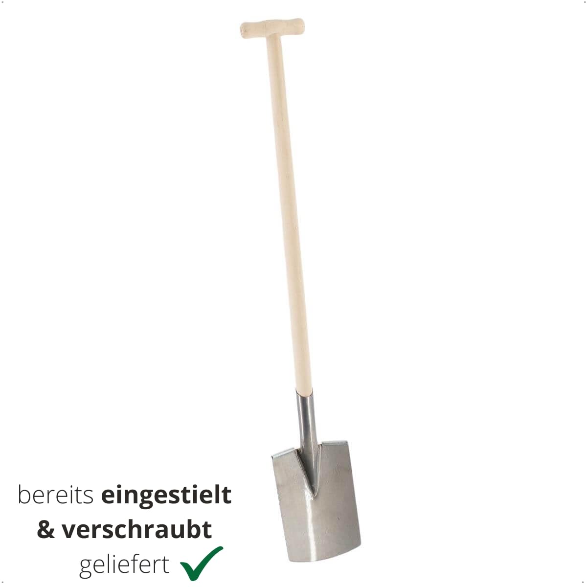 Rekord Gärtnerspaten (Stahl, poliert) mit T-Stiel aus Buchenholz, Gesamtlänge: ca. 116 cm, Maße Spatenkopf: 28x17 cm, Spaten, Gartenspaten, Kantenspaten