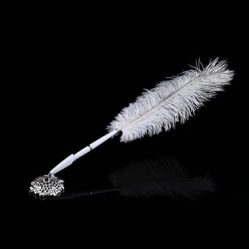 Stylo à plume d'autruche et support argent pour livre d'or de réception - 4