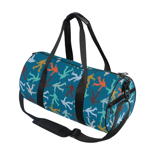 Duffel Bags Bigfoot Sasquatch Gym Bag Round Sports Bag Canvas Travel Luggage Overnight Bags for Men Women