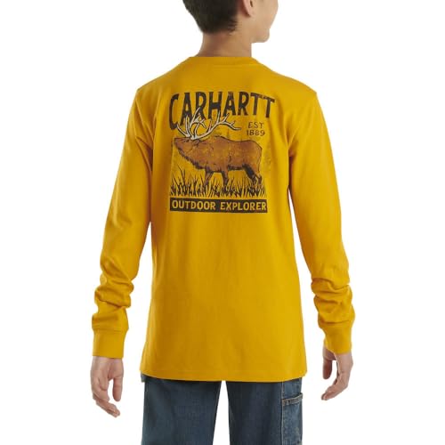 Carhartt Kid's CA6478 Long-Sleeve Elk Pocket T-Shirt - Boys - 3 Toddler - Golden Yellow