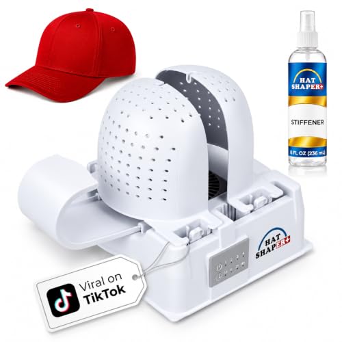 Danyco Adjustable Hat Shaper Machine with Stiffening Spray - Baseball Cap Shaper - Care Tool for Caps, Snapbacks, Fitted Hats - Fan Drying Tech for Shape Restoration & Preservation - Hat Gifts for Men