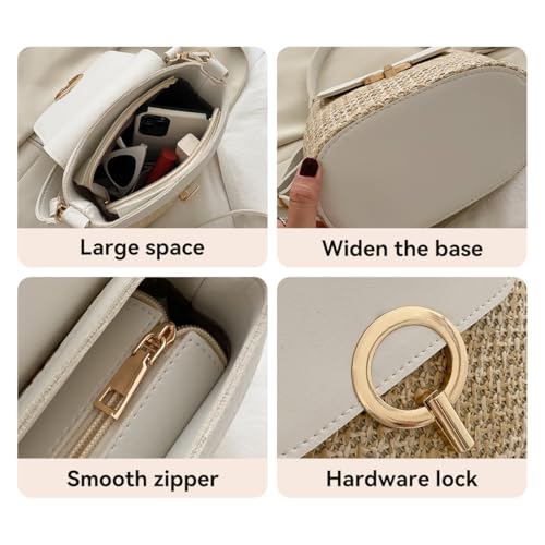 Small Straw Crossbody Bag, Women Cellphone Shoulder Bag Beach Bucket Handbag3