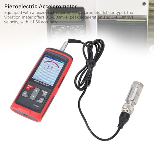 Zunate Vibromètre LCD Couleur |Analyseur Numérique pour Vitesse d'accélération, Distance, Fréquence, Température avec Accéléromètre Piézoélectrique et Sonde Magnétique pour Moteurs – vue 3