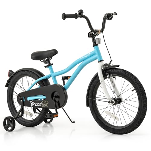Image of BABY JOY Kids Bike, 12 14 16 18 Inches Sporty Bicycle with Training Wheels, Adjustable Seat, Handbrake & Coaster Brake, Reflectors, Girls Boys Bike for 3-8 Years Old Children
