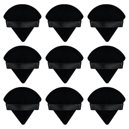 Flytianmy 9Pcs Triangle Powder Puffs Face Makeup Puff for Body Loose Powder Beauty Makeup Tool Black