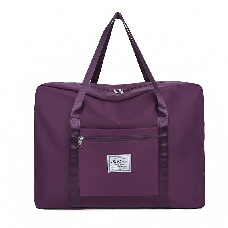 Sports Duffel Bags Foldable Packable Personal Item Travel Gym Carry Duffel Zipper Oxford Luggage Bag For Women Men 65L (Color : Dark Purple)