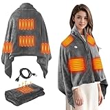 Topsky 電気毛布 電気ひざ掛け 八ヵ所発熱 3階段温度調節 電気毛布掛け敷き 160×80cm 電気ブランケット USB給電式 速暖 丸洗い可 肩掛け兼用 防寒対策 省エネ 過熱保護 暖房器具 自宅 オフィス キャンプ テント泊用 誕生日 クリスマス 新年 プレゼント 日本語取扱説明書