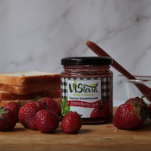 Image of VIStevia Sugar Free Combo of Pineapple & Strawberry Jam - Pack of 2 (400g x 2) | Diabetic & Keto Friendly | Sweetened with Stevia and Erythritol | 100% natural | More than 60% whole fruit | Tastes delicious