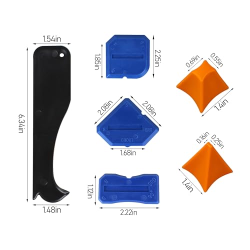 Image of Silicone Caulking Tool Set, 6 Piece Seam Finishing Applicator, Reusable Sealant Tools for Kitchen and Bathroom
