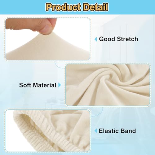 QUARKZMAN 1 Stück Ottomane Schonbezug Hockerbezug, für Länge 33-45.7cm Hocker Hussen für Fußhocker, Stretch Bezug Waschbar Ottomane Abdeckung Überzug Hocker Protector - Beige