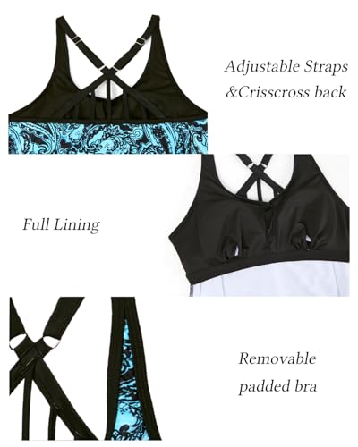 Image of Yonique Womens Tankini Top Only Athletic Swim Top Modest Tankini Swimsuit No Bottom