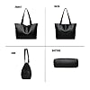 YXQSED Ladies Tote Womens Bags Shoulder Handbag Simple PU Leather Top Handle Handbags Work School Shopping Bags for Women with Zip and Inner Pocket(Black) #3