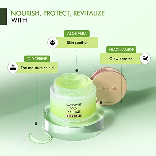 LAKMÉ 9 To 5 Naturale Aloe Aqua Hydrating Face Gel 50 G, With 100% Natural Aloe Vera, Lightweight Cooling Moisturizer - Moisturizes & Brightens Skin - Image 3