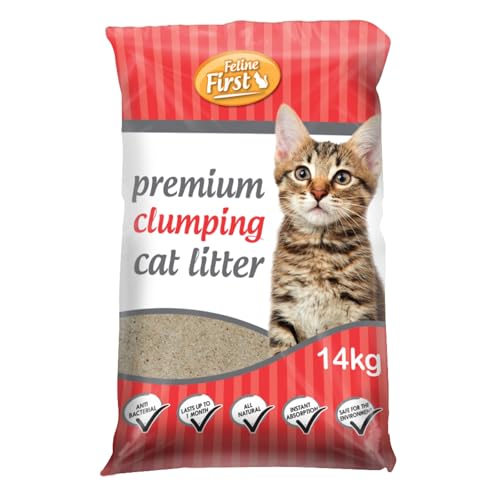Feline First Organic Clumping Cat Litter 14kg - Premium Clumping Cat Litter for Easy Cleaning, Odour Control, and Long-Lasting Freshness - The Best Cat Litter for All Cats