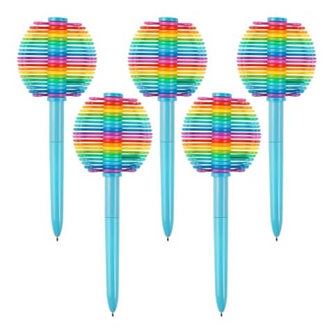 UEXINGOO 5 pcs Fidget Pen,Decompression Ballpoint Pen, Multifunction Writing Ballpoint Pen, Multi Colored Pen for Office Desk Toys, Novelty Gifts for Kids Children Students (Rainbow 5 PACK) Cover