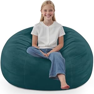 2FT Bean Bag Chair, Comfy Bean Bag Chairs with Memory Foam Filled, Fluffy Beanbag Sofa with Dutch Velvet Cover, Teardrop BeanBag Chairs for Living Room, Playroom – Sea Blue