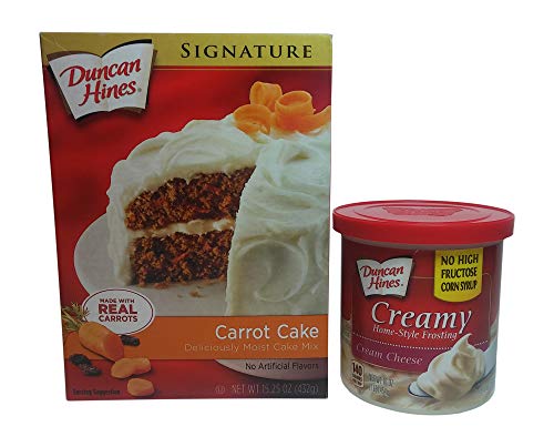 Cake Bundle, Duncan Hines Signature Carrot Cake Mix, 15.25 oz with 16 oz. Creamy Home Style Cream Cheese Frosting with Bonus Recipe Card