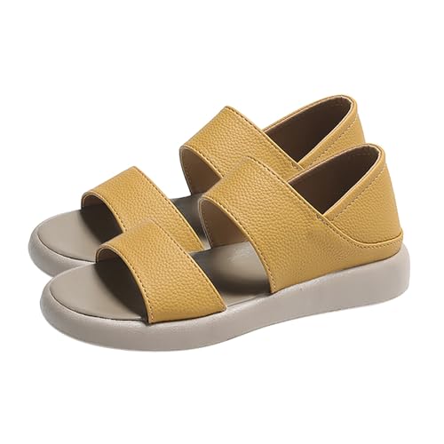 ZTFYKLIN Sandalias Mujer Vestir Comodas De Tacón Verano Para Mujer, Transpirables, Zapatos Playa (Yellow, 35) Piel Pie Cavo Deportivas Calzado 2026 Boda Cuña Negra Tobilleras Shoes And Blues