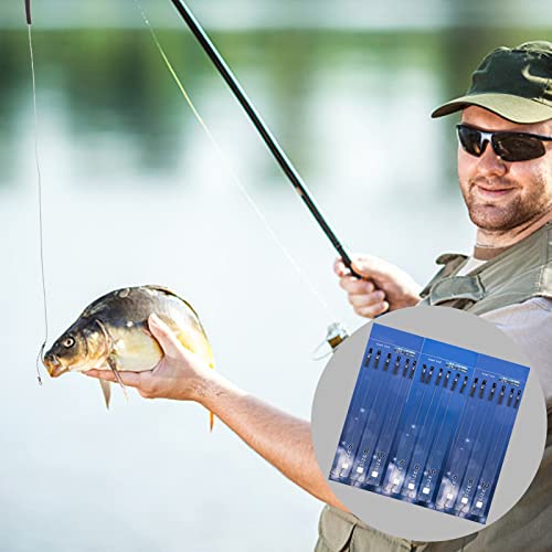 Aspthoyu 18 Stück Karpfen Angelhaken 6#/8#/10# Edelstahl Angelhaken mit Vorfach Geflochtene Schnur Schonhaken… – Bild 7