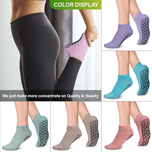 Non Slip Yoga Socks with Grips for Pilates, Ballet, Barre, Barefoot, Hospital Anti Skid Socks for Women and Men