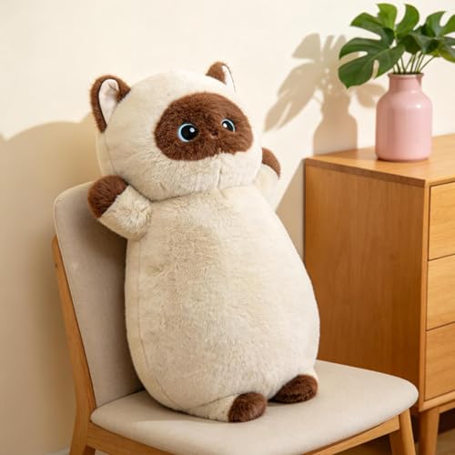 Coussin chat long peluche doudou 65 cm pour lit et canapé - 3