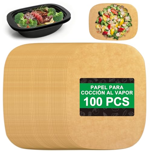 Papel de cozedura a vapor para Varoma, 100 peças papel de cozedura descartável para Thermomix TM7 Varoma, antiaderente resistente à água e ao óleo, adequado para micro-ondas, acessório para TM7