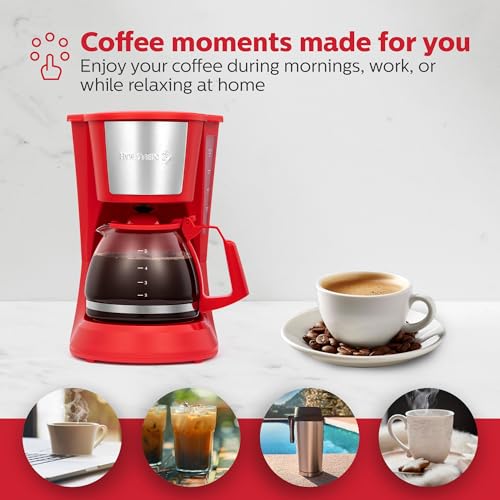 Image of Holstein Housewares, 5-Cup Coffee Maker, Red