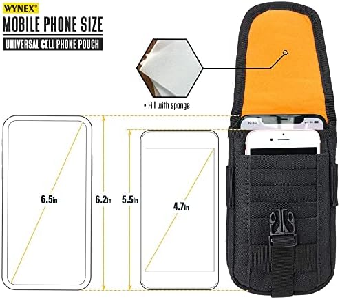 WYNEX Tactical Phone Pouch Molle, Smartphone Holster Bag EDC Utility Cellphone Lock Card Holder Organizer Fit for Waist Belt Case Include Tactical Gear Clip