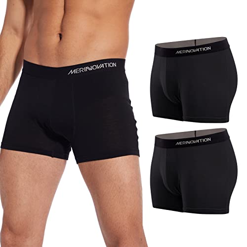 MERINNOVATION 100% Merino Wool Boxer Briefs for Men 2 Packs Underwear Boy Shorts Everyday Weight Breathable Anti-Odor