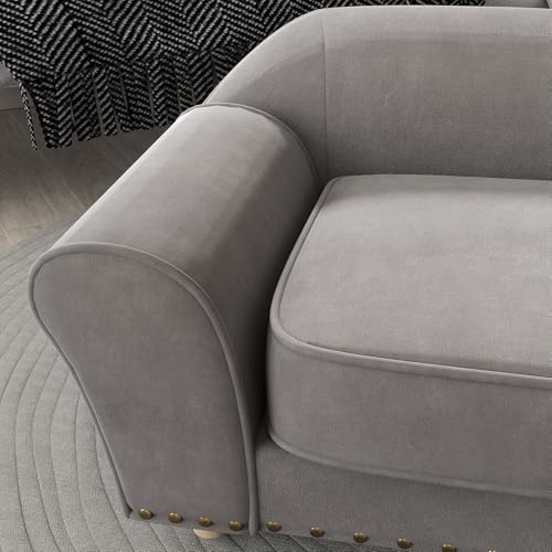 PawHut Hundesofa für kleine Hunde, Hundebett mit abnehmbarem und waschbarem Kissen, Haustiersofa mit Nietendekoration, 10 kg, Grau