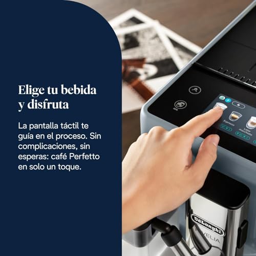 Miniatura 8 de De Longhi Rivelia Cafetera Superautomática, Lattecrema Jarra De Leche Automática, 16 Bebidas One-Touch, Pantalla Táctil, Depósitos De Granos De Café Intercambiables, Gris Exam440.55.G