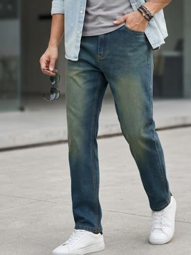 Image of Urbano Fashion Men's Straight Fit Heavy Washed Jeans Stretchable