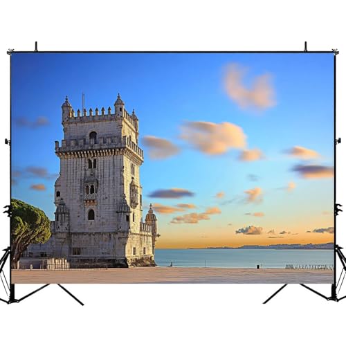 Photography Backdrop Photography Background Tower Sunset Lisbon Portugal for Photoshoot Portrait Photo Studio Video Prop Birthday Party Booth Decoration 7x5ft -  Kanworse
