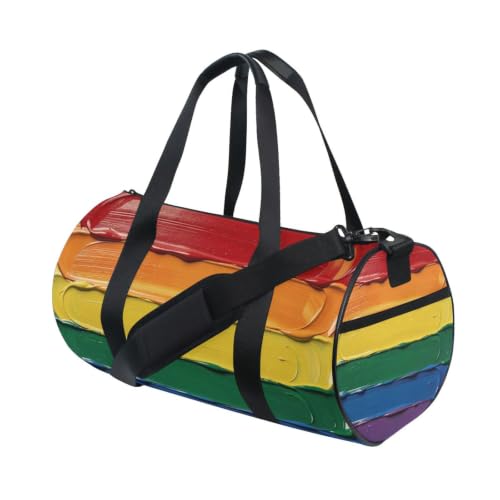 Bolsa de deporte redonda con bandera del arcoíris y compartimento interior de lona 3