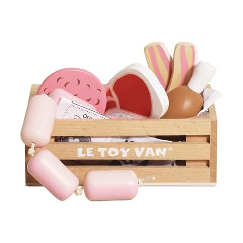 Le Toy Van - Educational Pretend Play Toy Food | Wooden Honeybee Market Meat Crate | Supermarket Pretend Play Shop Food Cover