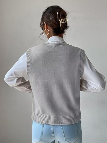 Image of Womens Sweater Vest Sleeveless Cotton Casual V Neck Pullover