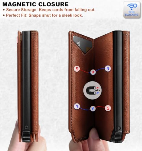 BULLIANT Men Slim Leather Wallet Metal Case Money Clip-Magnetic Closure - image 4