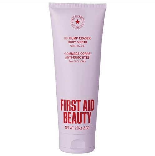First Aid Beauty KP Bump Eraser Body Scrub, 10% AHA Keratosis Pilaris Exfoliator (Glycolic & Lactic Acid) – Treatment for Strawberry Legs, Razor Bumps & Rough Bumpy Skin, Safe for Sensitive Skin