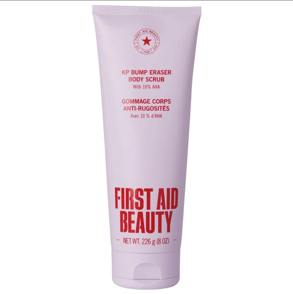 First Aid Beauty KP Bump Eraser Body Scrub, 10% AHA Keratosis Pilaris Exfoliator (Glycolic & Lactic Acid) – Treatment for Strawberry Legs, Razor Bumps & Rough Bumpy Skin, Safe for Sensitive Skin