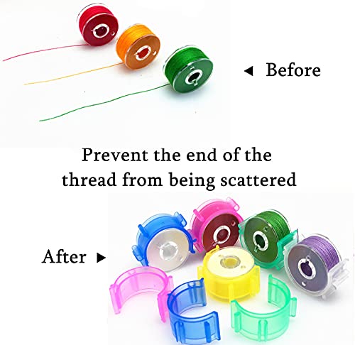 Image of Fbshicung 100 Pcs Sewing Bobbin Clips,Plastic Bobbins Small Clip Accessory Thread Clips Holder Sewing Tool(5 Colors)